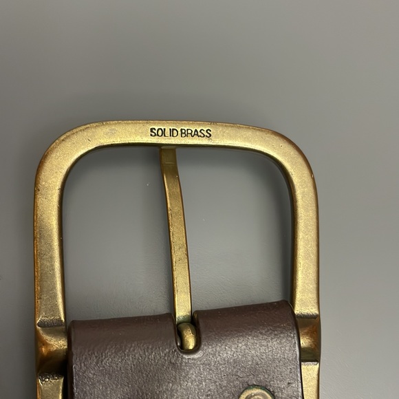 Jimmy’Z Wide Brown Leather Vintage Belt Size 32-34 Brass Studs & Brass Buckle - Picture 8 of 13